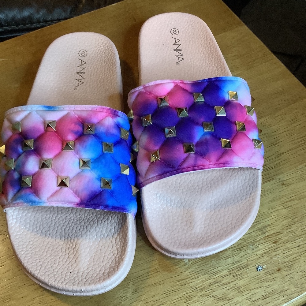 Multi Color Flip Flop with gold Embellishments